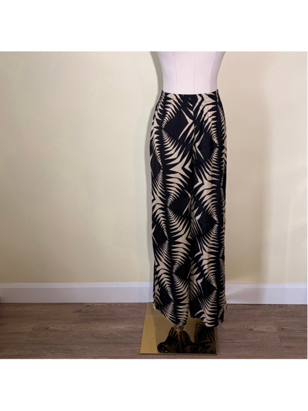 Philosophy Women’s Black Beige Zebra Print Wide Leg Pants NWT SP
